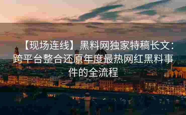 【现场连线】黑料网独家特稿长文：跨平台整合还原年度最热网红黑料事件的全流程
